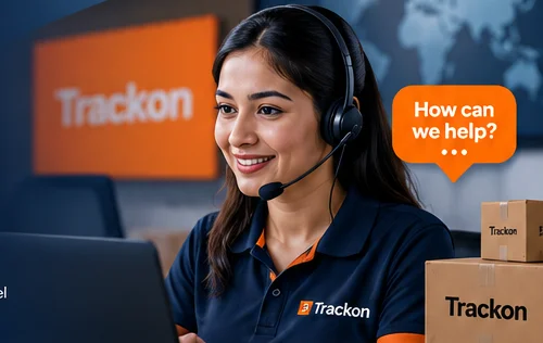 Illustrative courier support agent using a headset
