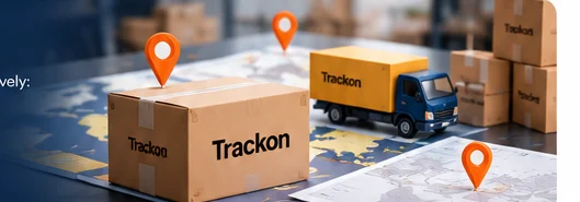 Illustrative parcel and delivery-route visual