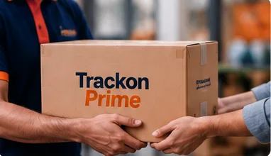 Illustrative parcel handover between courier and recipient