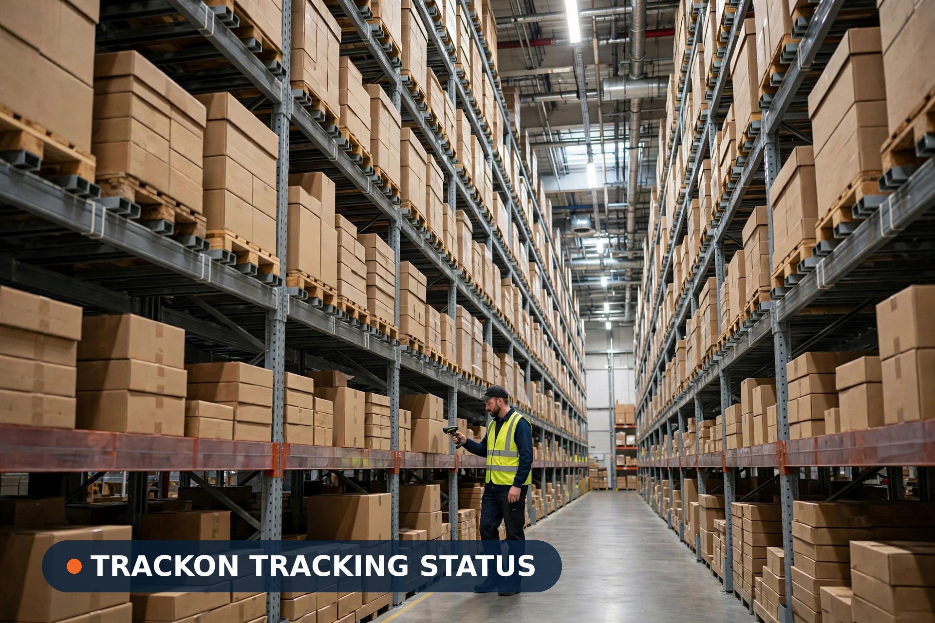 Trackon logistics hub with parcels being sorted for transit